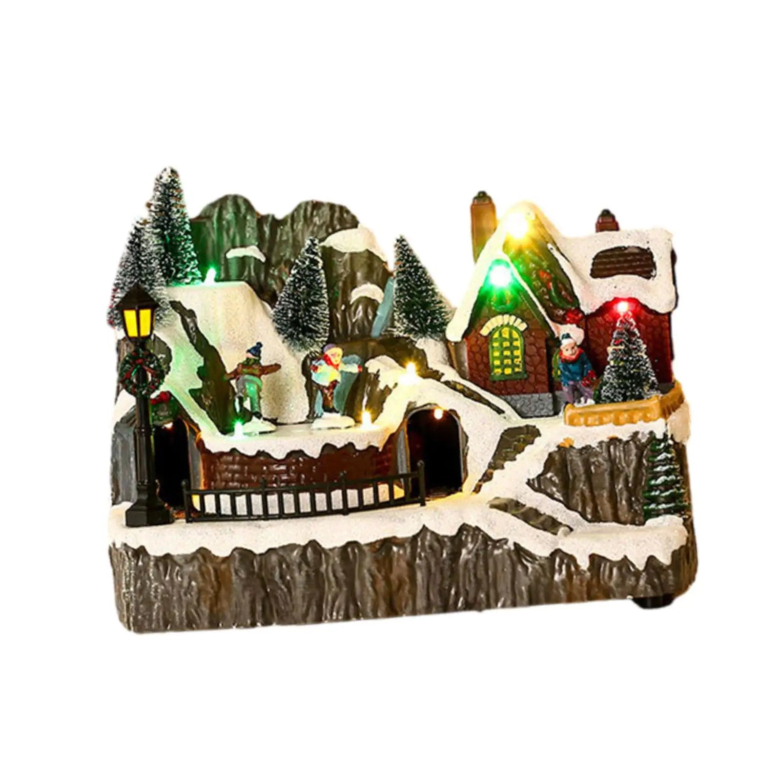Christmas Music House Decorations Luminous House House Figurine Ornament for Tabletop Home Bedroom Indoor Holiday