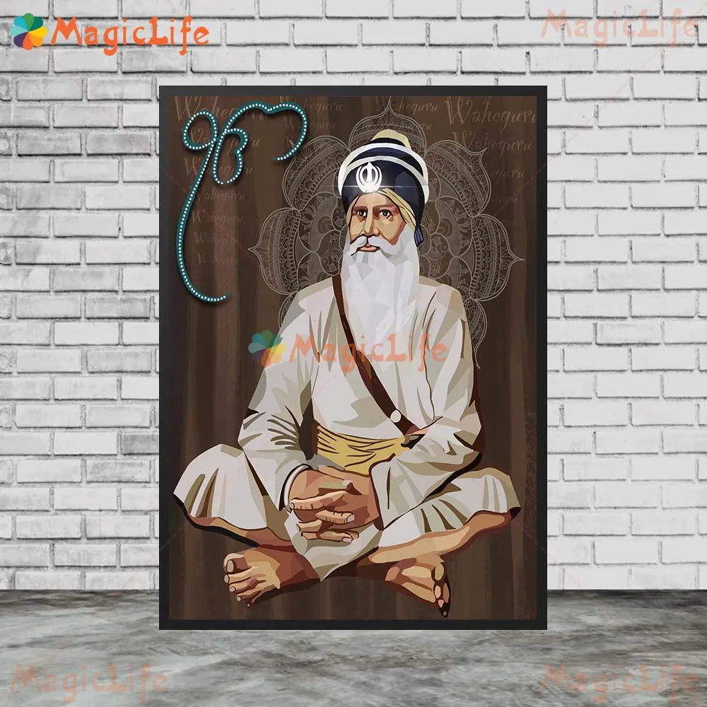 Handdrawn Sikh Religious Religion Poster Wall Pictures For Living Room Home Decor Poster Wall Art Canvas Painting Unframed