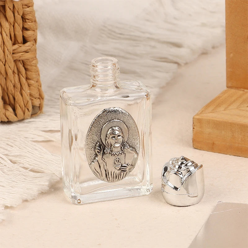 11 Types Of Glass Holy Water Jesus Bottle Religious Cross Bottle Christian Virgin Sculpture Bottle Refillable Holy Water Bottle