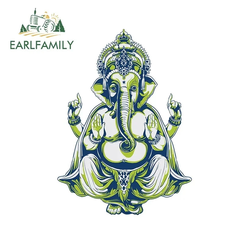 EARLFAMILY 13cm  for Ganesha Car Stickers Waterproof Sunscreen Suitcase Vinyl Material Motorcycle Helmet Fine Decal for Vehicle