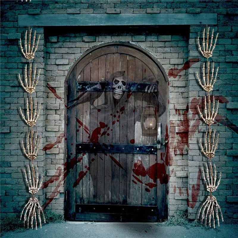 1-6Pair Halloween Skeleton Hand Scary Realistic Hand Bone Skull Decors Party Haunted House Halloween Terror Decoration Props
