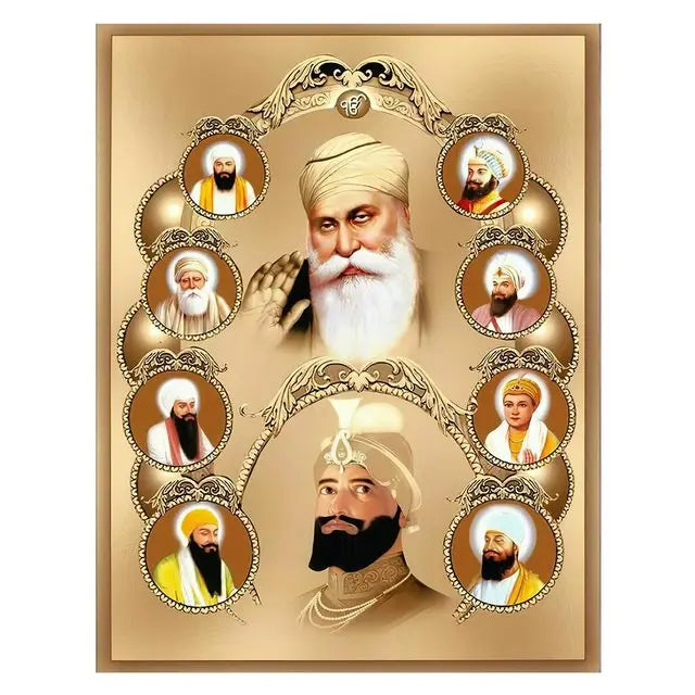 India Art The Ten Sikh Gurus Canvas Painting Wall Art Guru Nanak Posters Prints Sikhism Wall Picture for Living Room Decoration