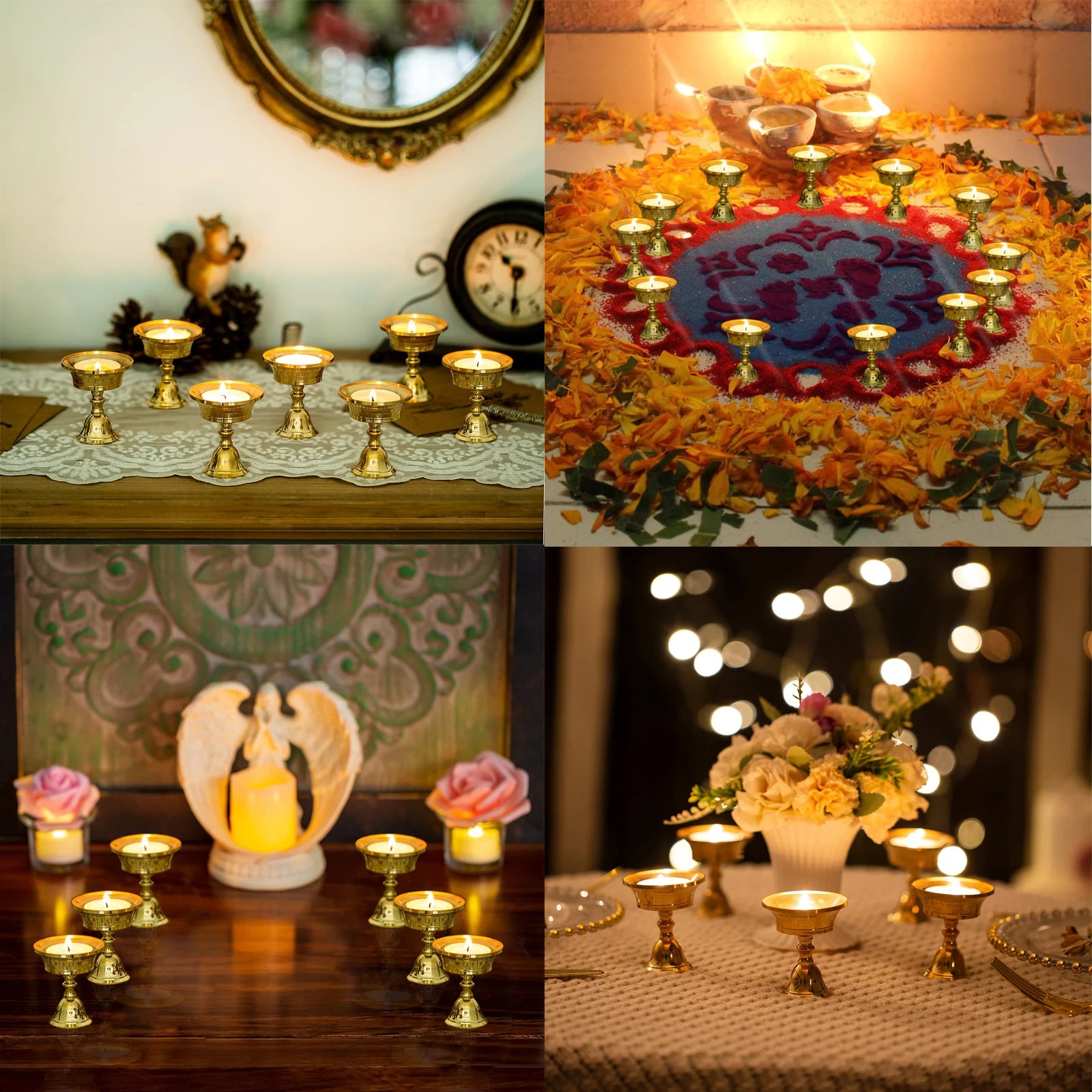 4-50Pcs Diwali Diya Lamp Brass Oil Lamp Copper Butter Lamp Holder Traditional Indian Oil Lamp for Puja Kuber Indian Diwali Gifts