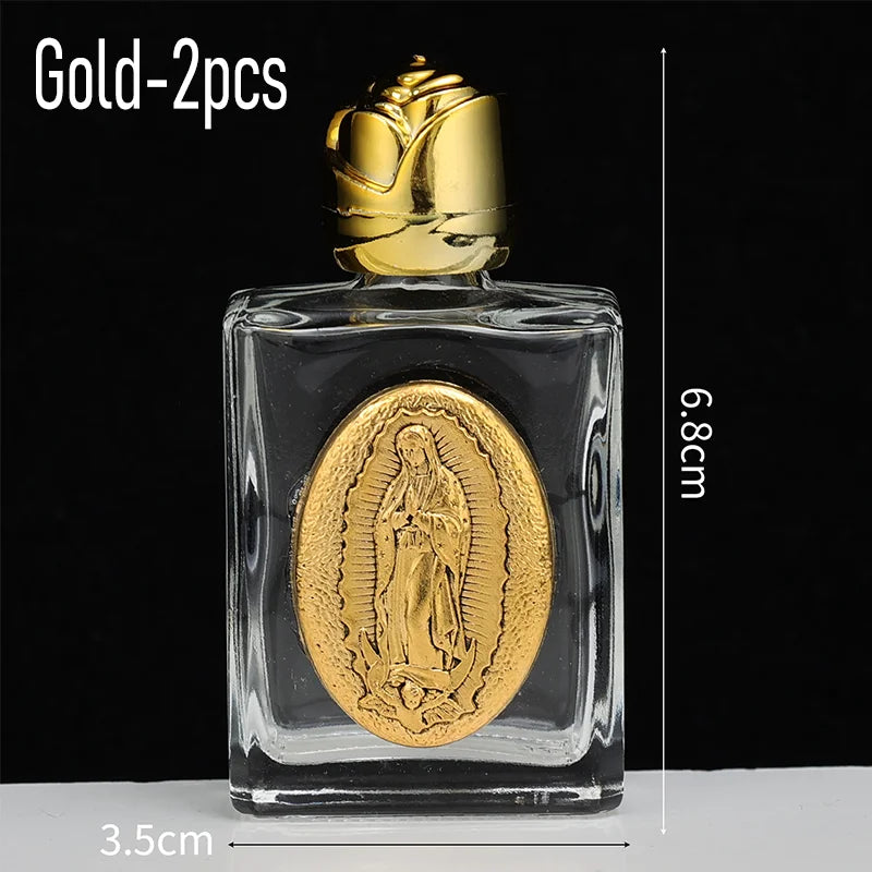 1/2pcs Holy Jesus Bottle Religious Cross Christian Virgin Sculpture Bottle Holy Water Storage Perfume Lotion Separate Bottles