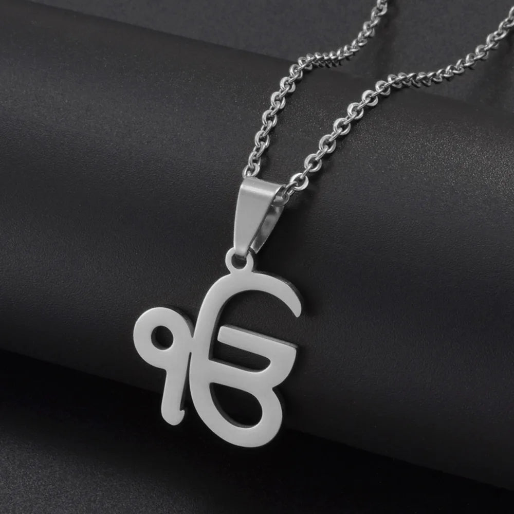 Anniyo 45CM Ik Onkar Chain Sikhism Symbol Religion Khanda Pendant Necklaces Sikkhi Sikh Punjab Jewelry @327621