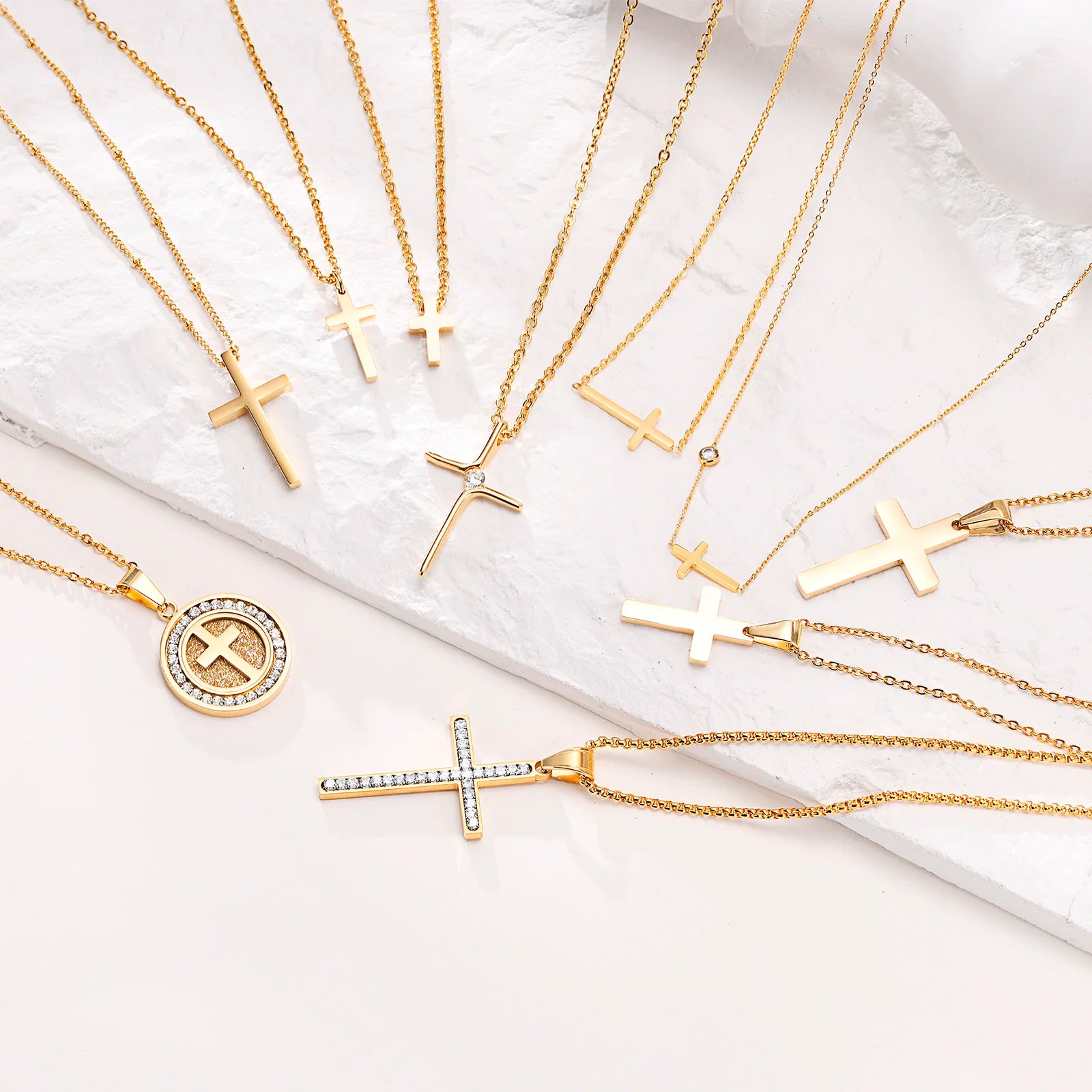 Cruz Cross Necklace Pendant, Women's Stainless Steel Cross Collar, Fashion Religious Jewelry