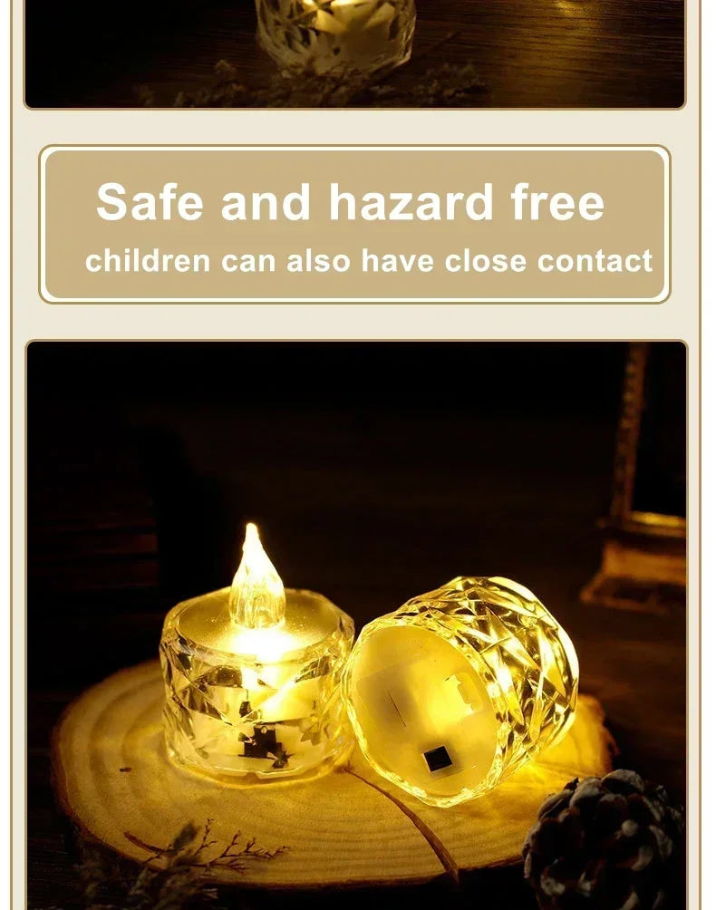 24-1PCS Flameless LED Light Candle LED Crystal Candle Light Electronic Night Lamp Dating Party Holiday Home Wedding Decoration