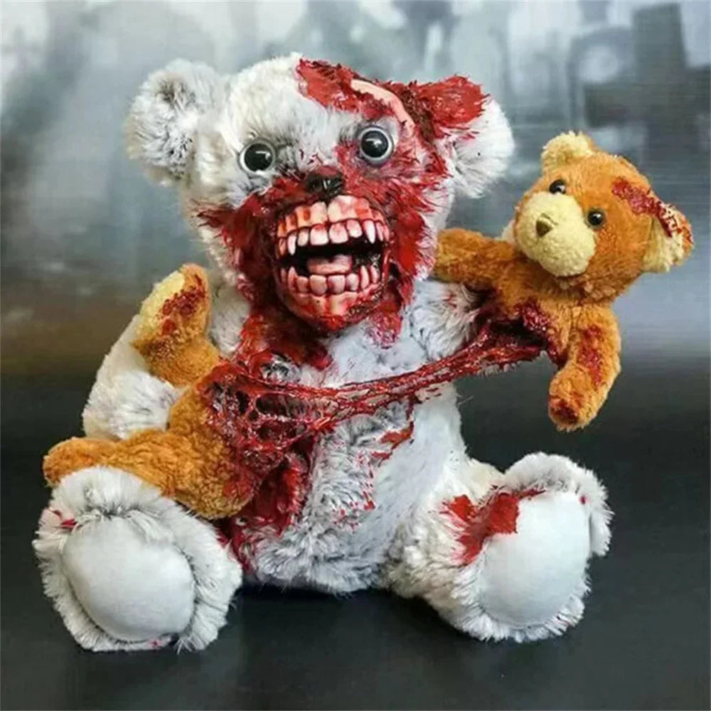 Halloween Horror Plush Bear Haunted House Decoration Atmosphere Holiday Party Prank Animal Shredding Props Resin Crafts