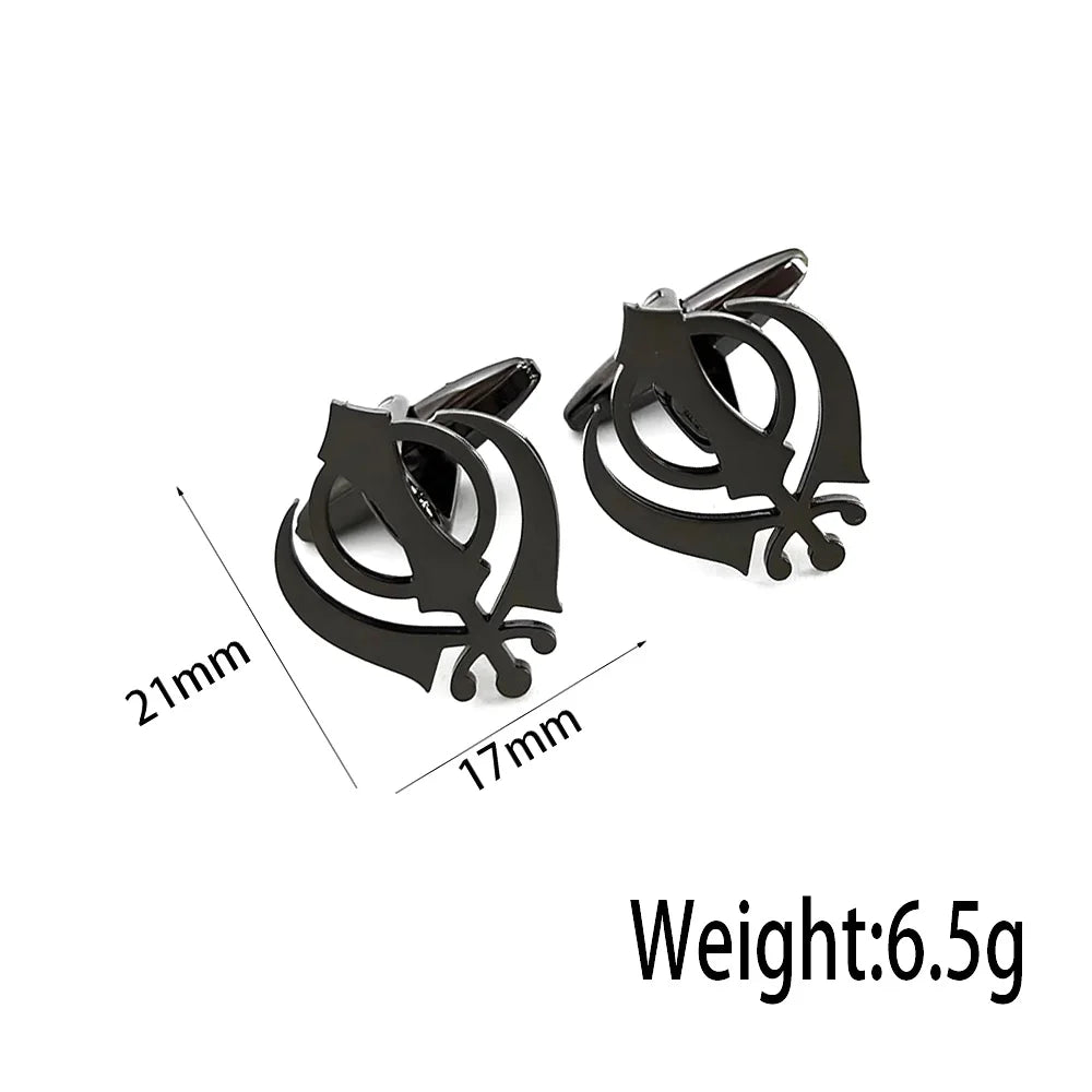 Stainless steel butterfly clasp brooch/cufflink, Sikh symbol badge for men's suit, elegant anti-exposure button for women.