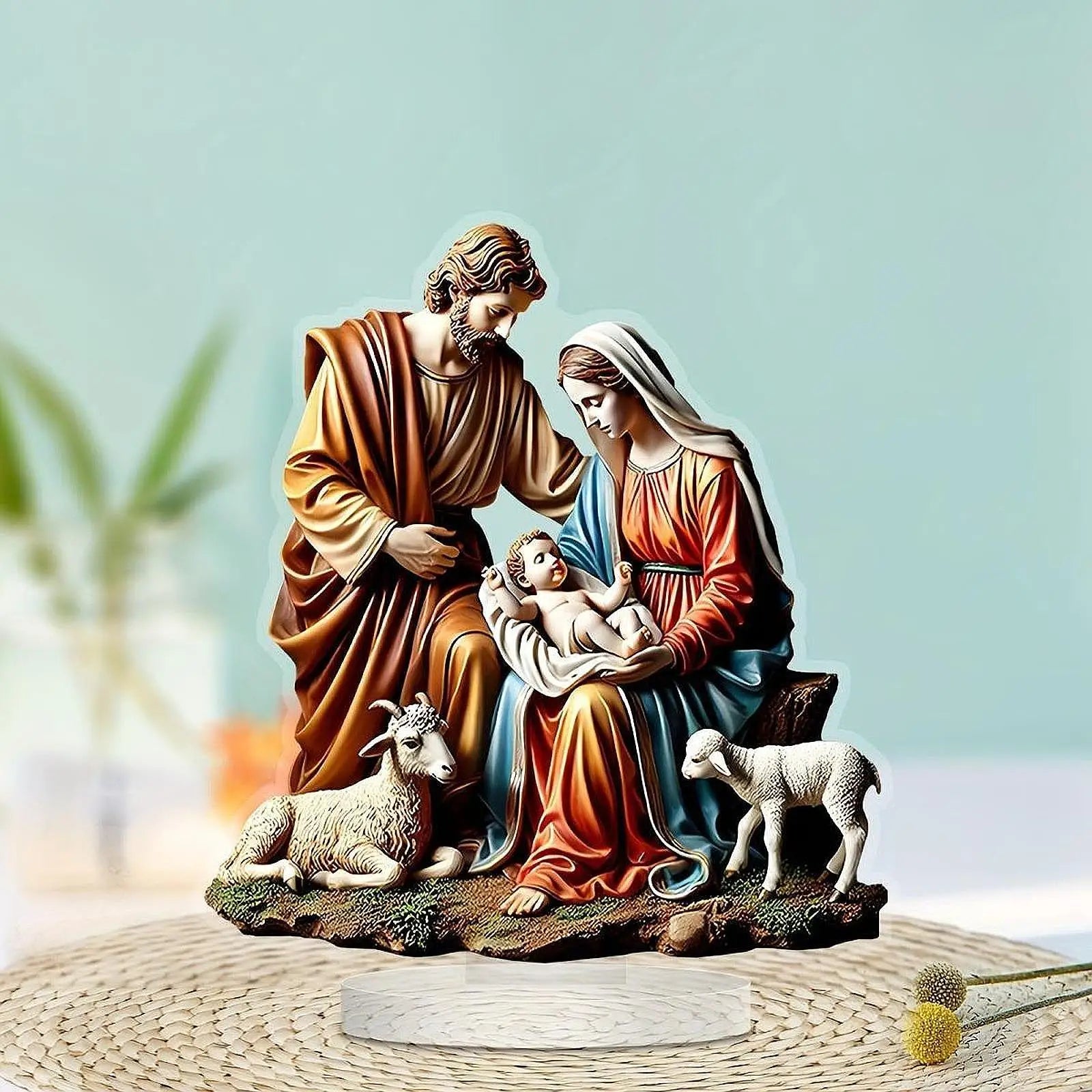 Virgin Mary and Jesus Statue Gifts Christmas Nativity Figurines for Tabletop