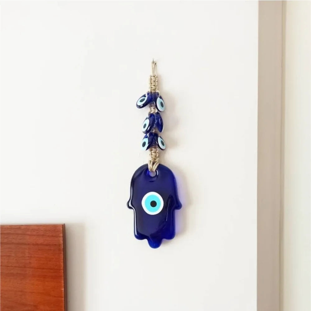 Handwoven Turkish Evil Eye Car Interior Decoration Wall Hanging Decor Unique European Style Fatima Blue Eye Decorative Ornament