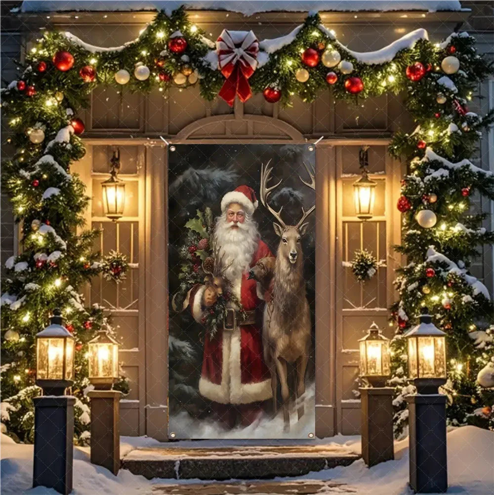 Christmas Hanging DoorBanner Antithetical Couplet Merry Christmas Party Decoration New Year 2026 Christmas Wall Banner Xmas Gift