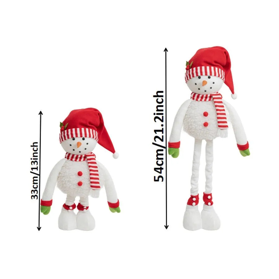 Christmas Red Christmas Hat Snowman Ornament, Christmas Retractable Standing Snowman Decoration Atmosphere Ornament Noel Decor
