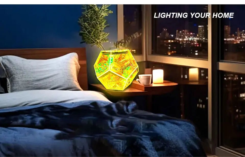 LED RGB Night Lights Dodecahedron Dreamy Geometric Space Lights Atmosphere Night Creative Color Home Decorative Light Gifts