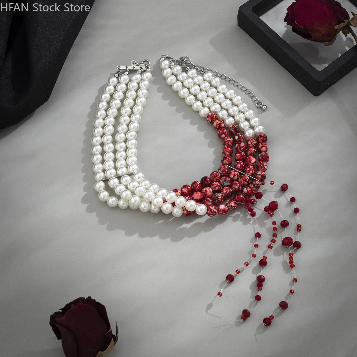 Necklace Dripping Blood Imitation Pearls Womens Necklace Halloween Choker Gothic Style Pearls Creative Tassel Choker Necklace