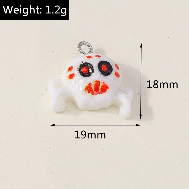 Leslie 10Pcs New Resin Halloween Charms Kawaii Cat Spider Castle Ghost Pumpkin Charms Pendants Decor DIY Earring Jewelry Making