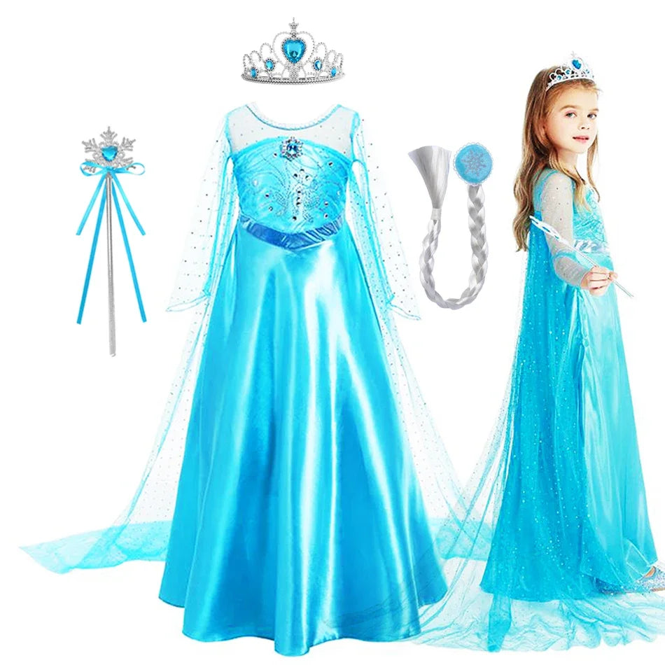 Elsa Dress for Girls Birthday Princess Dress For Kids Halloween Carnival Easter Party Cosplay Girls Costume