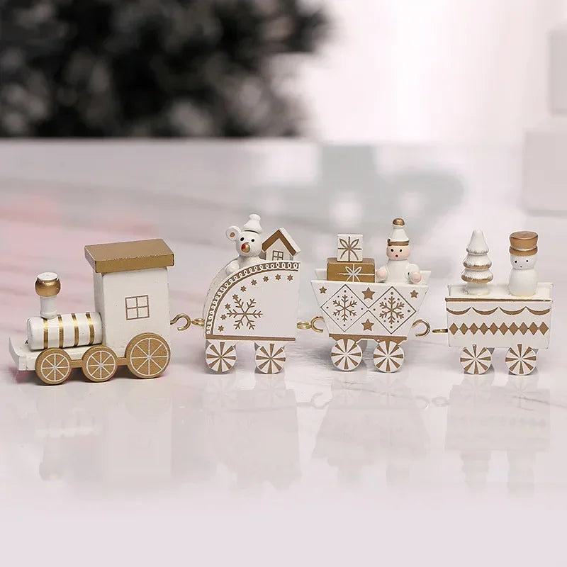 Christmas Train Painted Wooden Plastic  Mini Christmas Tree Train Christmas Decorations Festival Party Xmas Table Top Ornament
