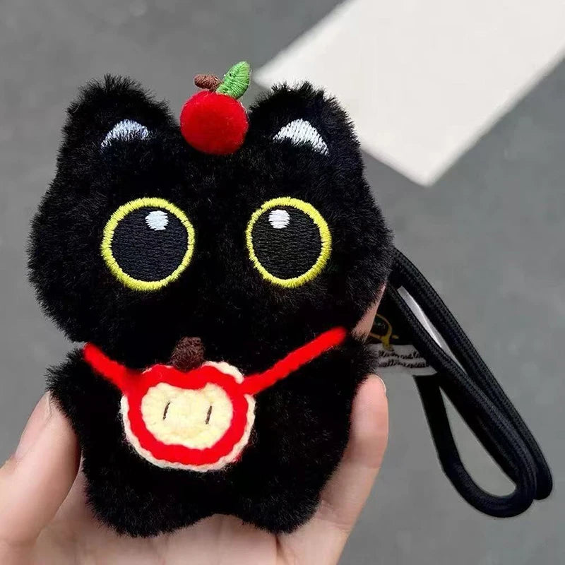 Cute Keychain Kawaii Black Cat Keychain Plush Cats Toy Backpack Hanging Pendant Decoration Keyring Halloween Ghost Theme Gifts