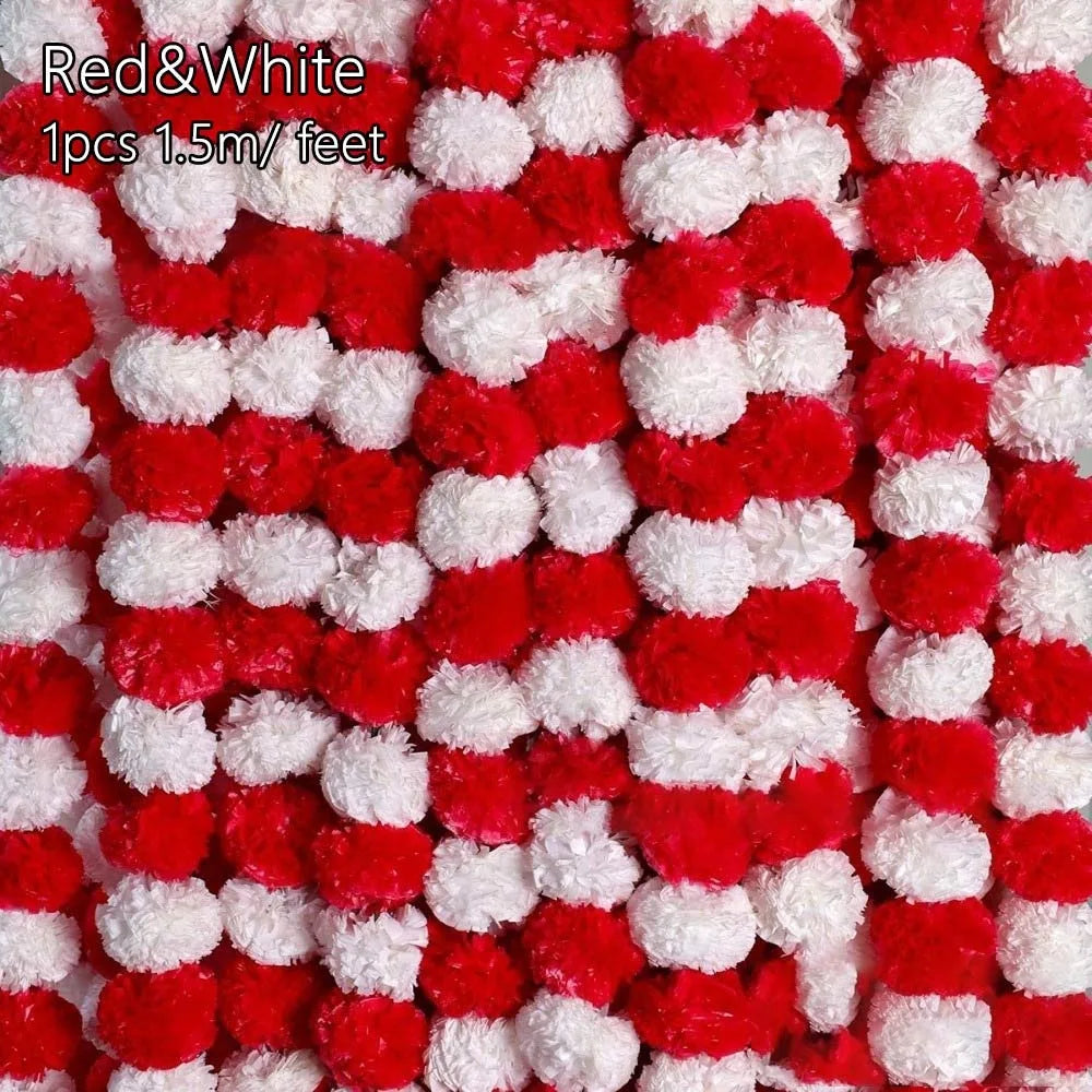 Long Strands Artificial Marigold Garland Pooja Diwali Fiesta Indian Décor Marigold Flower Garlands Reusable Events Decor