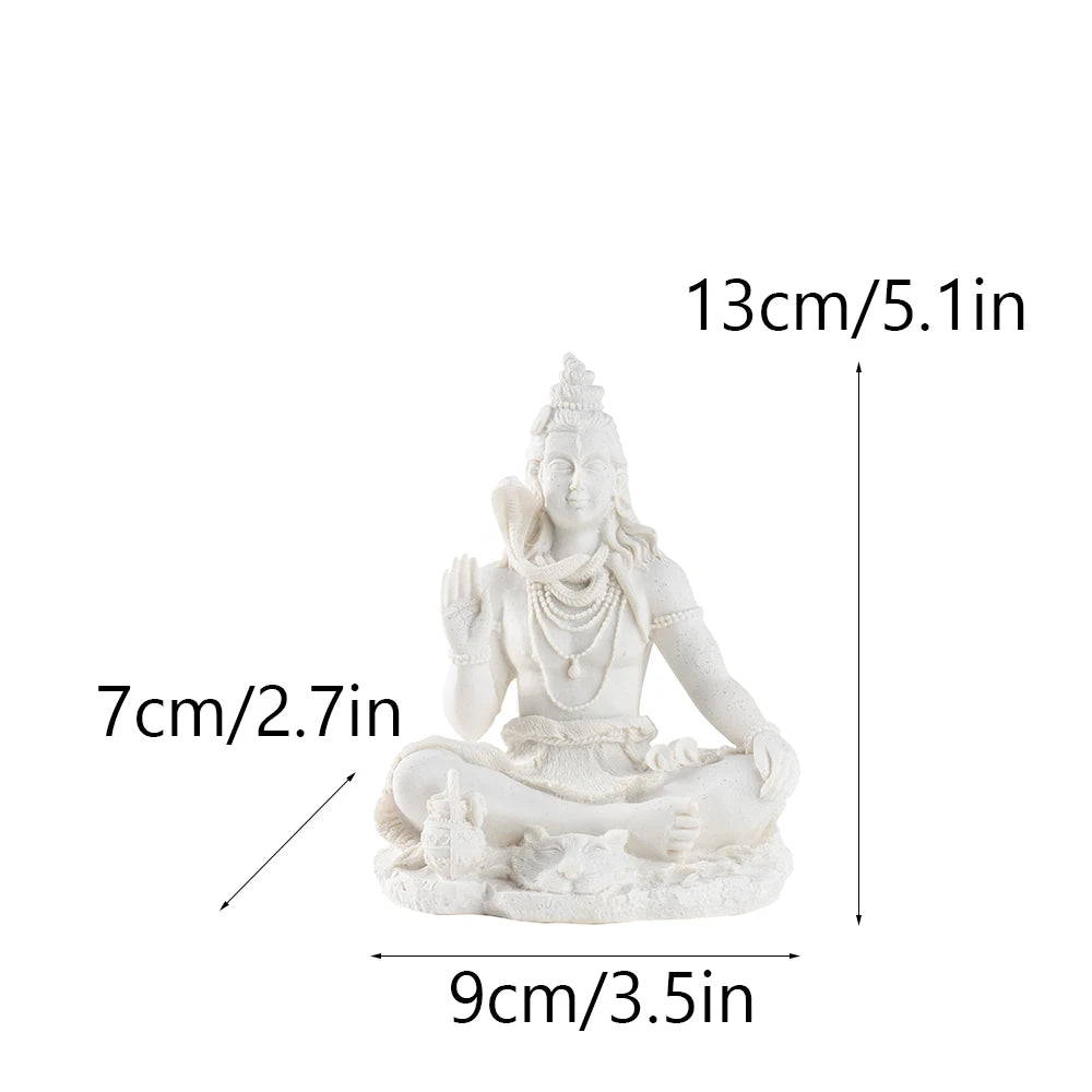 Vilead 13cm Sandstone Shiva Statue Yoga Figurine Ornament Zen Meditation Buddha Decor India Religion Feng Shui Craft Home Living