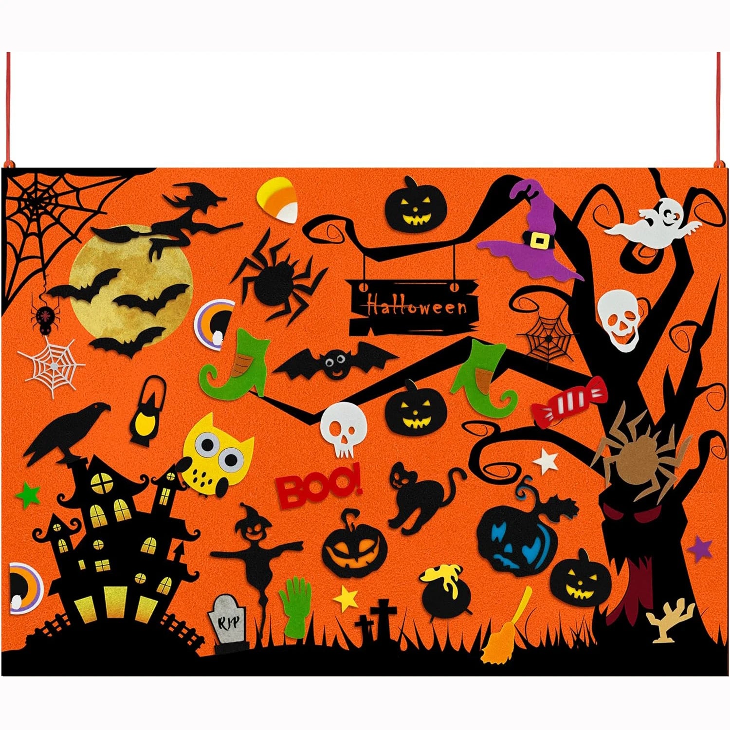 Christmas Felt Story Board Set Detachable Ornaments Wall Decor House Crafts DIY Learning Interactive Play Kit for Holiday Xmas