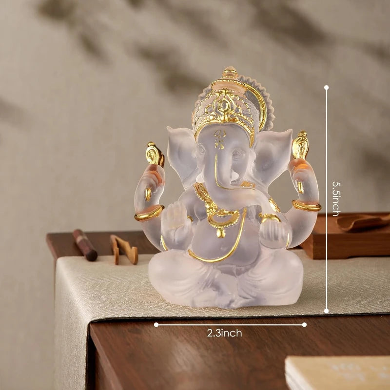 Divine Ganesha Statue Elephant God Decor Luxury Thai Buddha Idol Hindu Temple Art Altar Showpiece Gift for Blessings Meditation