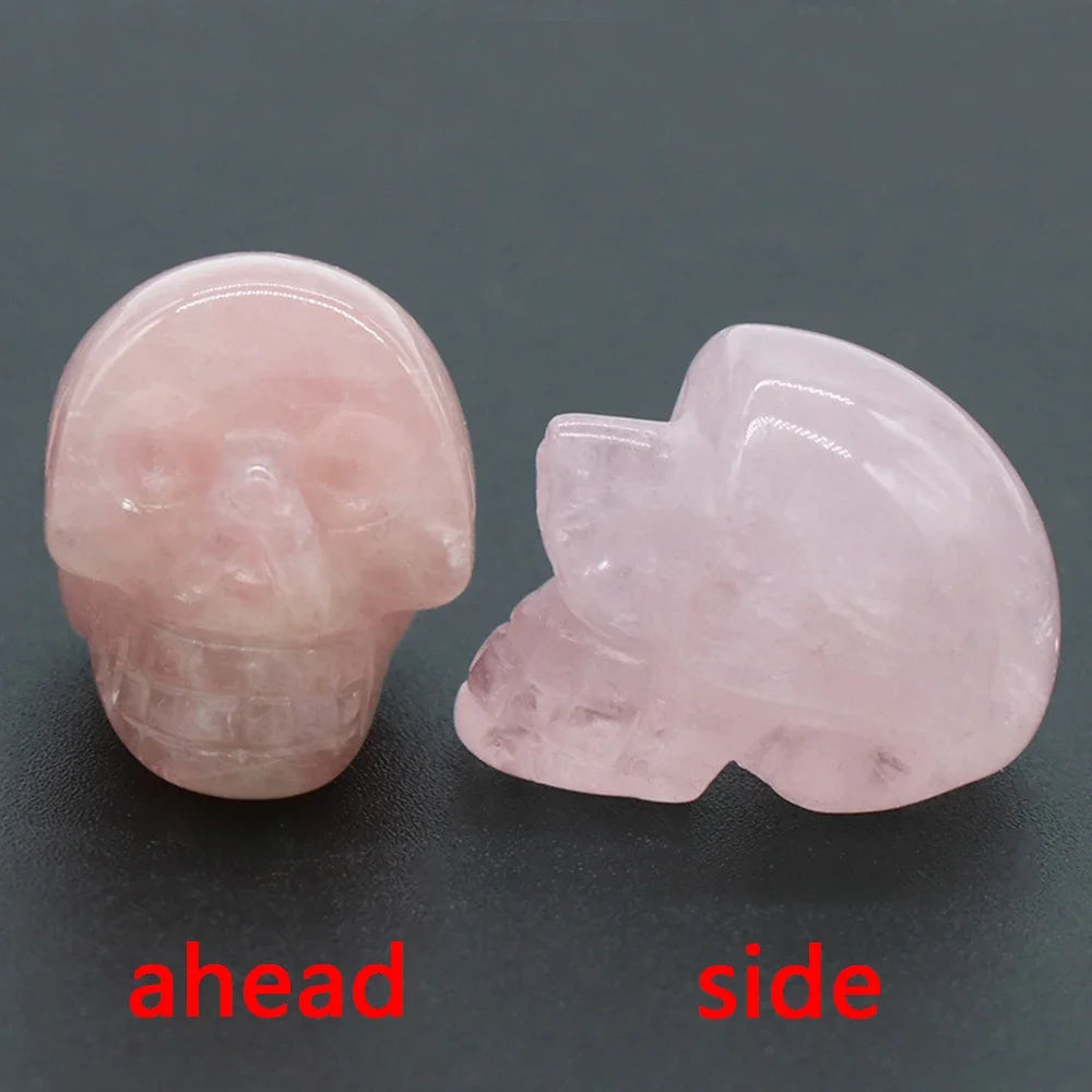 Natural Crystals Skulls Mineral Ghost Head Polished Carved Halloween Gift Desktop Home Decor Stone Crafts Skull Statues 14colors