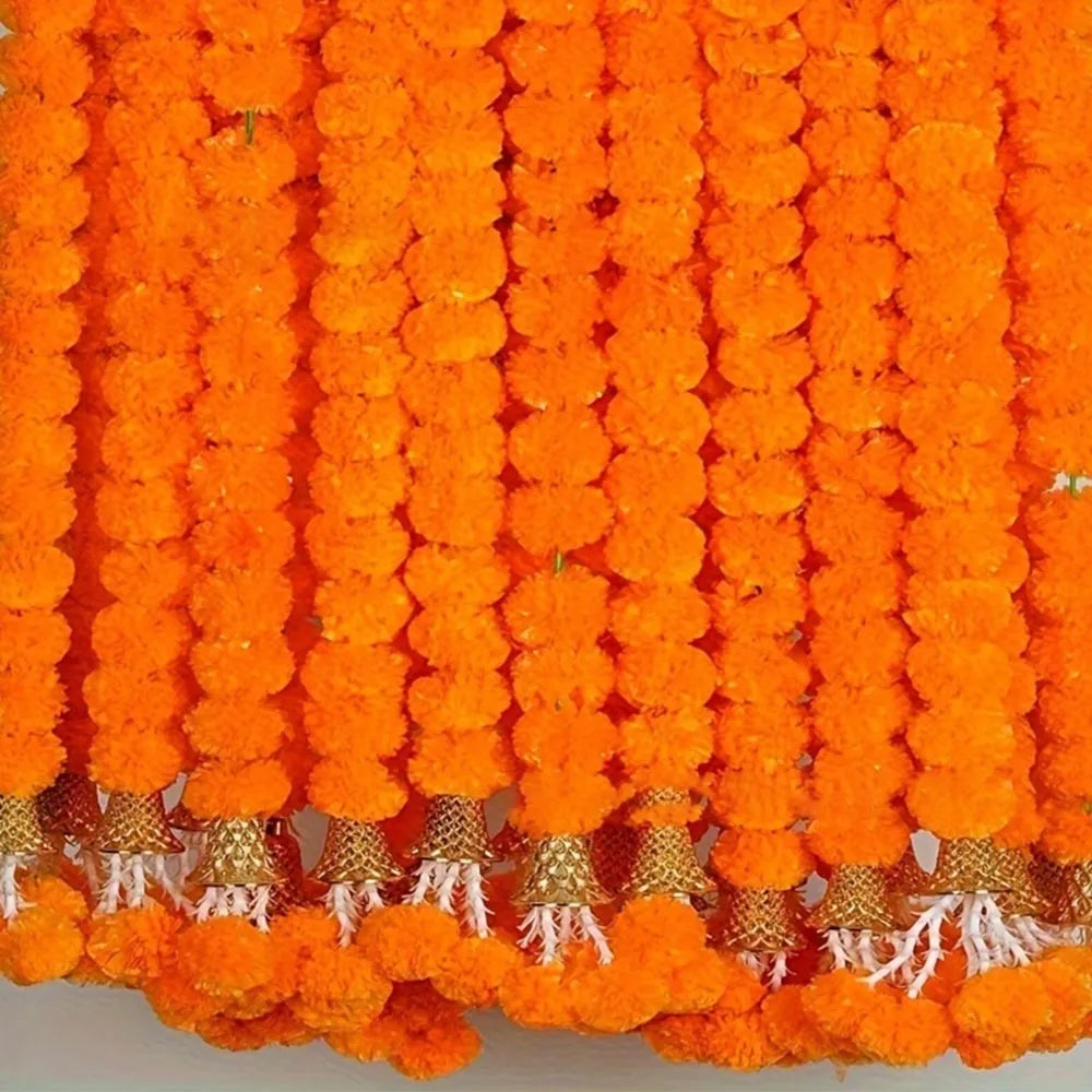 Long Strands Artificial Marigold Garland Pooja Diwali Fiesta Indian Décor Pooja Marigold Flowers Pooja Wedding Events Decor
