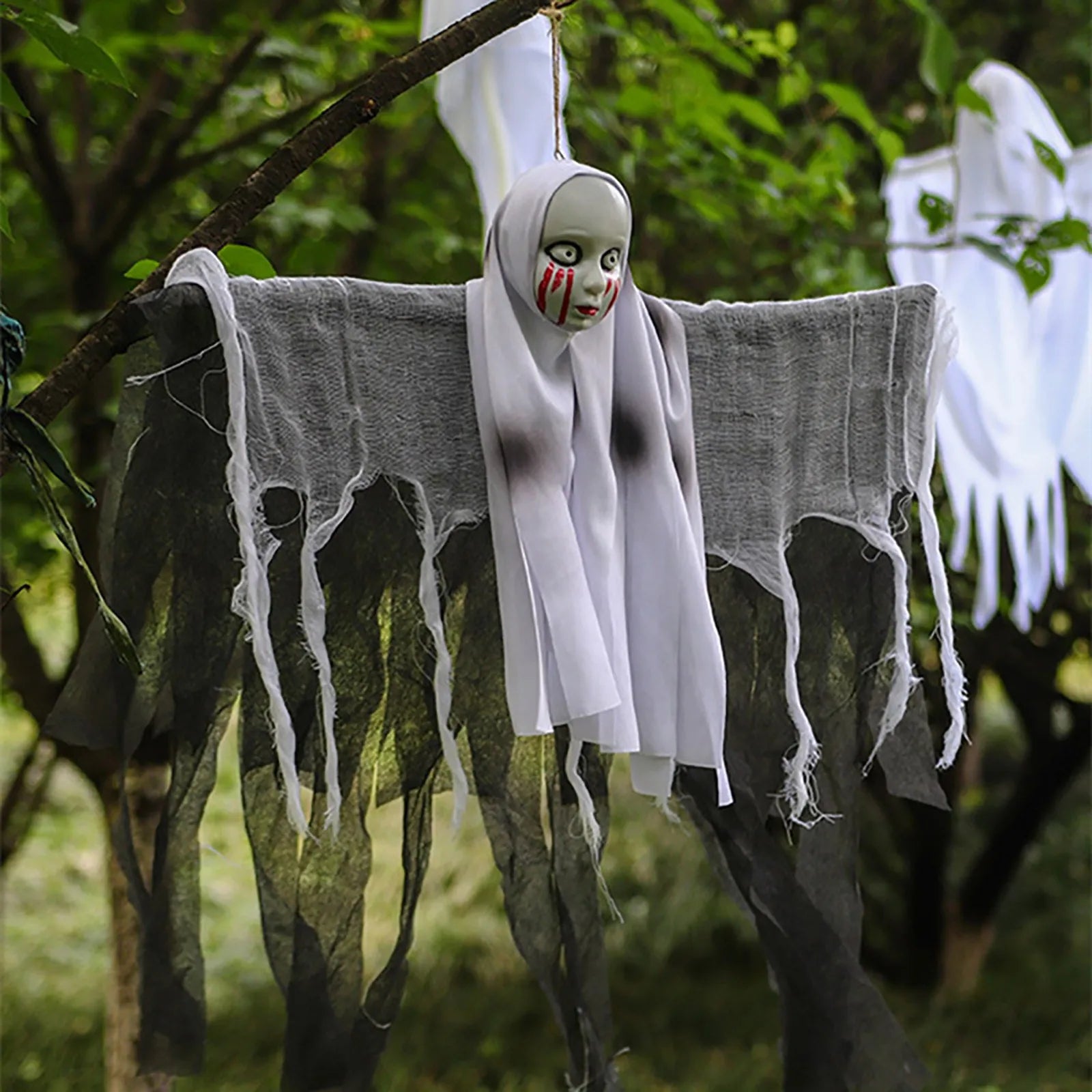 Halloween Hooded Female Skeleton Haunted House Hanging Ornament Halloween Scene Layout Decorations Festival Decorative Supplies