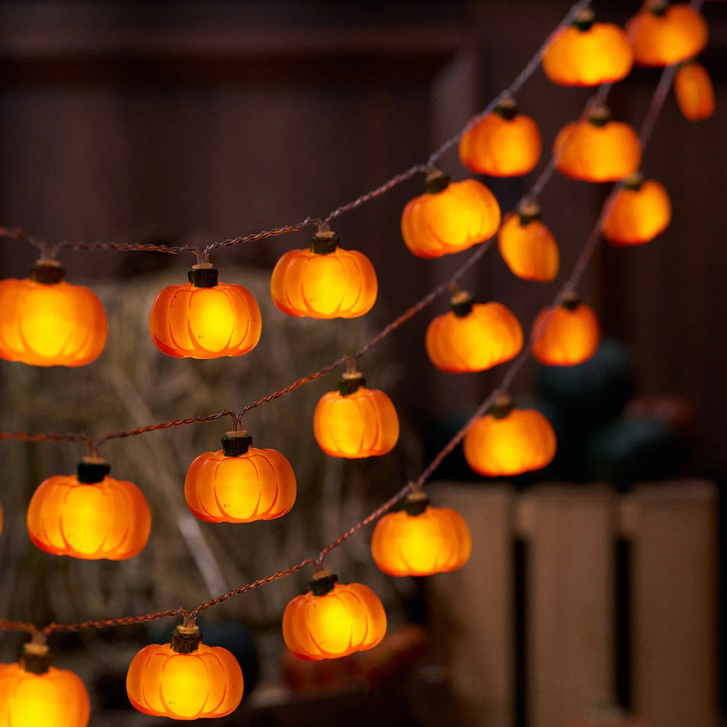 1.5/3m Halloween LED Pumpkin Light String Nut Maple Leaf Lamp Home Christmas Party Decoration Hanging Lights Thanksgiving Gifts