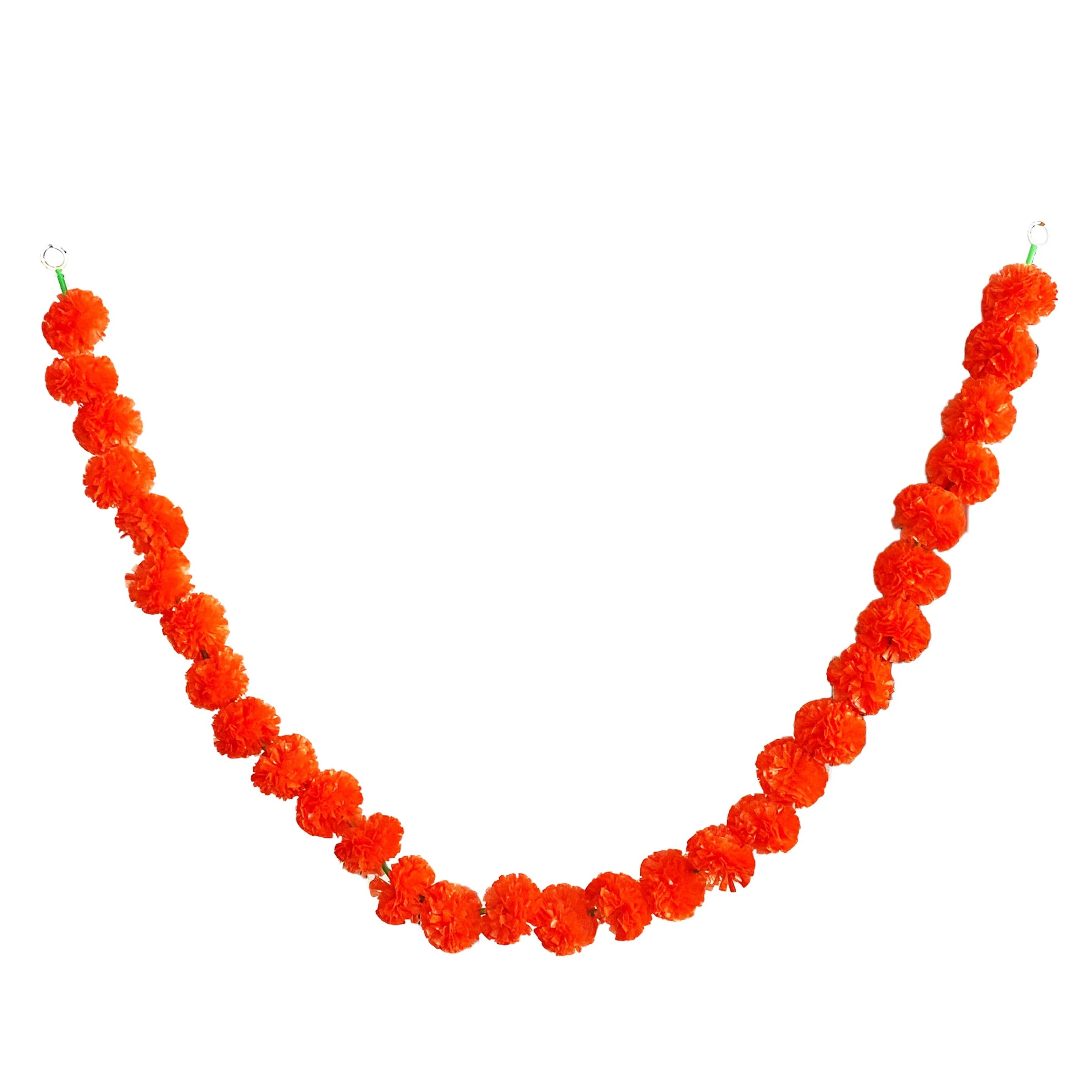 2 Pcs Marigold Flower Garland with бо Flowers for Diwali Mexican Dia de los Muertos DIY Wreath Day of The Dead Decor Party