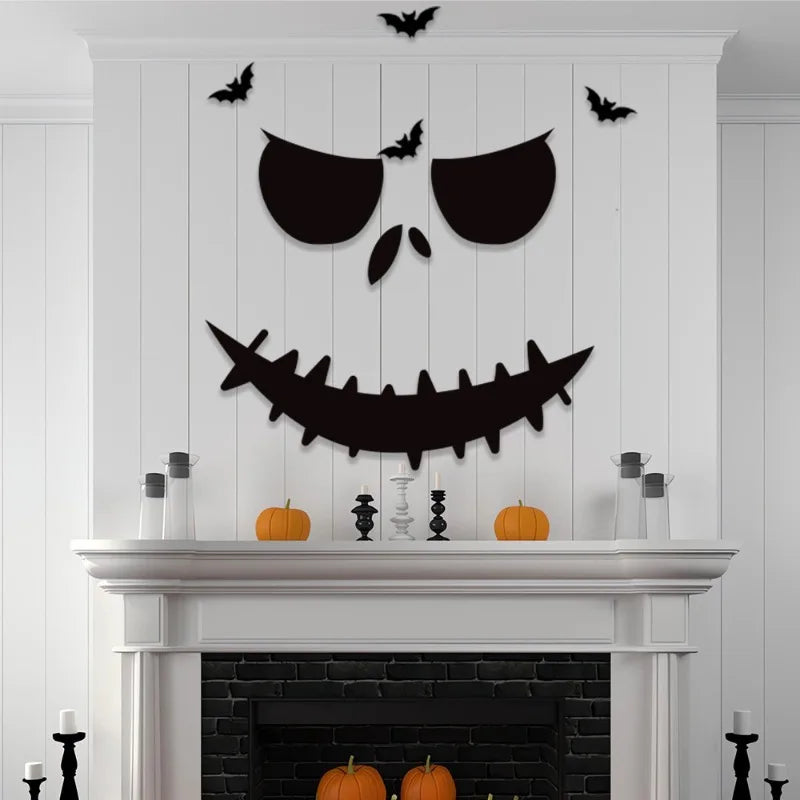 Halloween decoration room door stickers window decor skeleton hand pumpkin DIY devil witch hat glass window stickers ghost