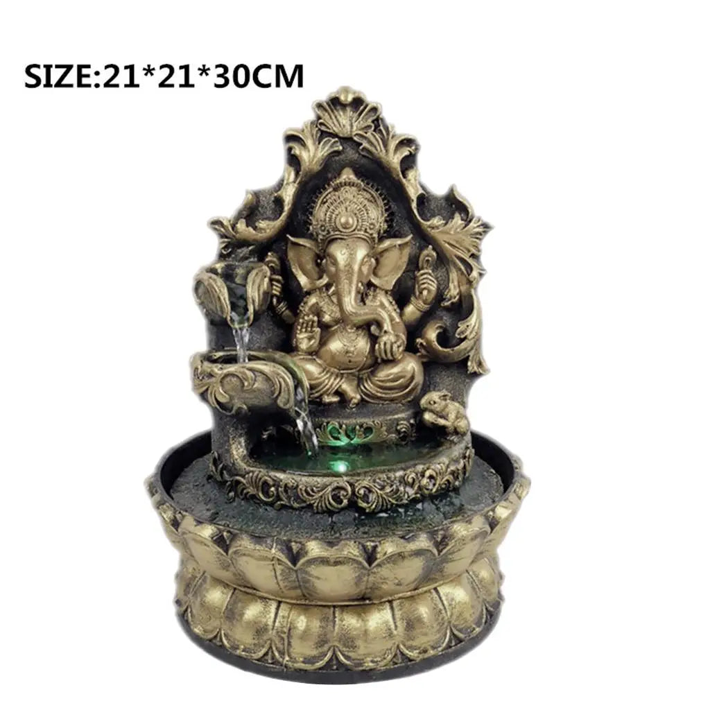 Decorative Hindu Ganesha Statue Water Fountain Waterscape Lucky Meditation Relax Home Living Room Ornaments