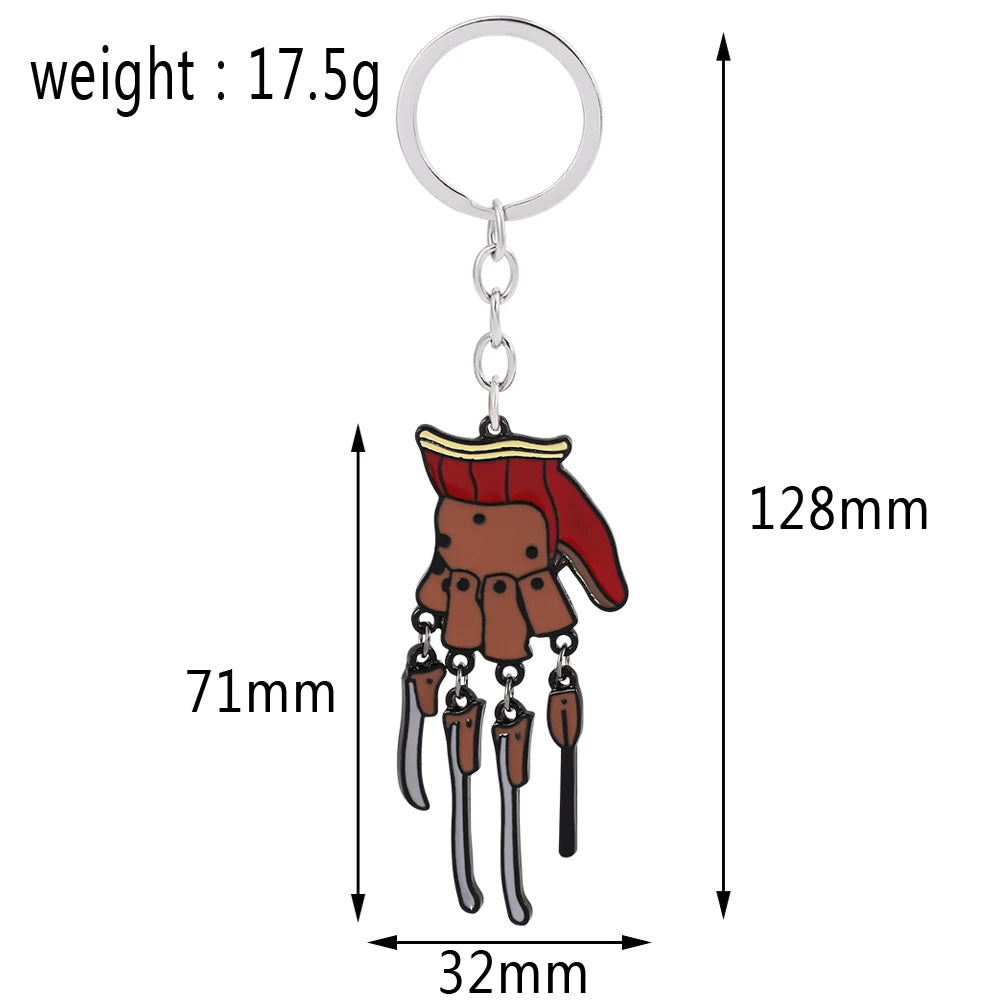 Horror Movie Ghost Street Metal Enamel Freddie Kruger Gloves Keychain Halloween Necklace Gift