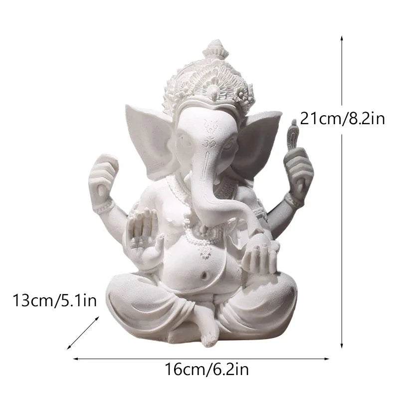 Vilead Sandstone Indian Ganesha Elephant God Statue Religious Hindu Fengshui Buddha Sculpture Shop Office Home Decoration Crafts