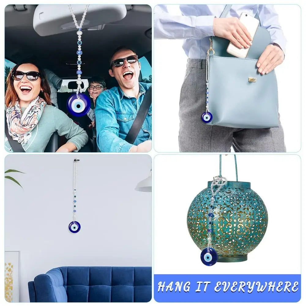Evil Eye For Car Evil Blue Eye Accessory Rear View Mirror Charm Shining Evil Blue Eye Car Charm Window Pendent For Rear View
