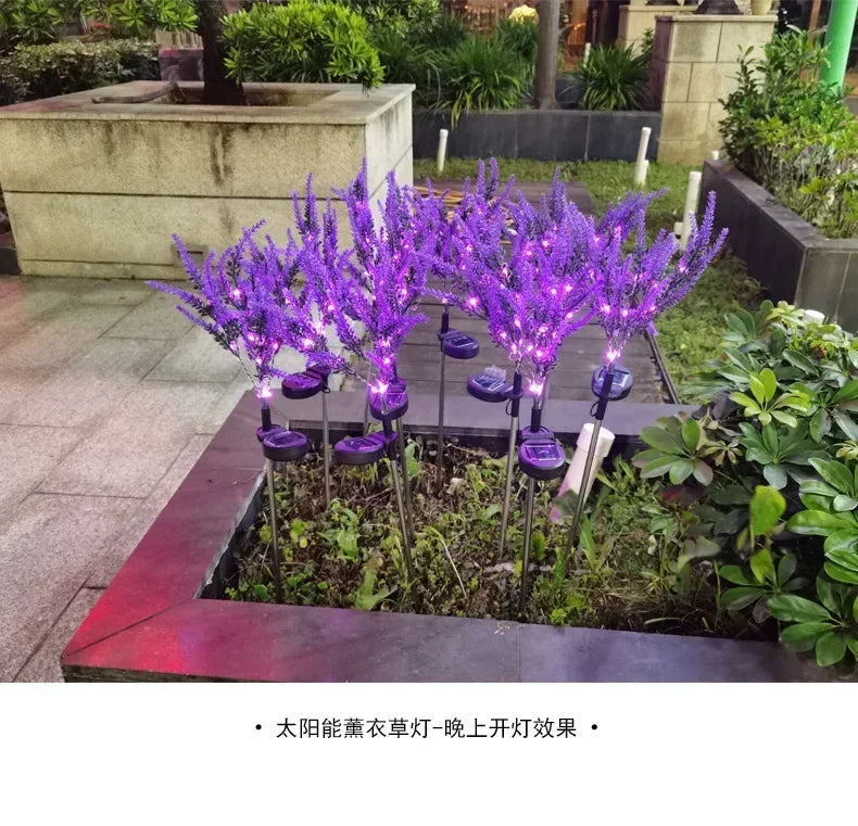 2025 New Purple Lavender Flower Solar Garden Lights Outdoor Decorative Lawn Lamp for Patio Yard Decor