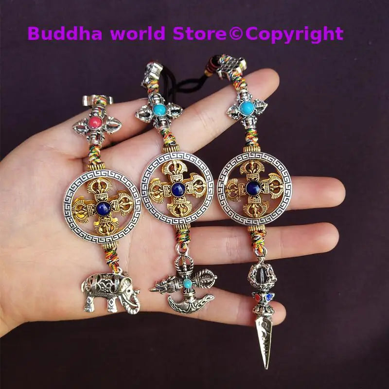 Wholesale Buddhist supplies GOOD 3P Efficacious Amulet Greco-Buddhist pocket travel CAR Safety Mantra Tibet Buddha Vajra Pendant