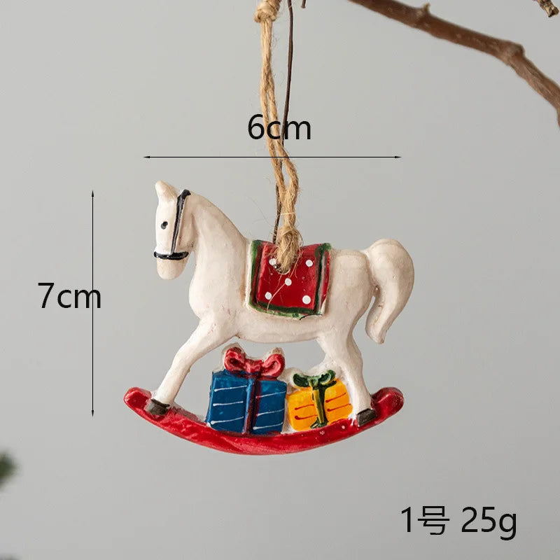 Christmas Resin Tree Decorations Santa Snowman Angel Pendant Ornament DIY Kids Toys Noel Navidad Kerst 2023