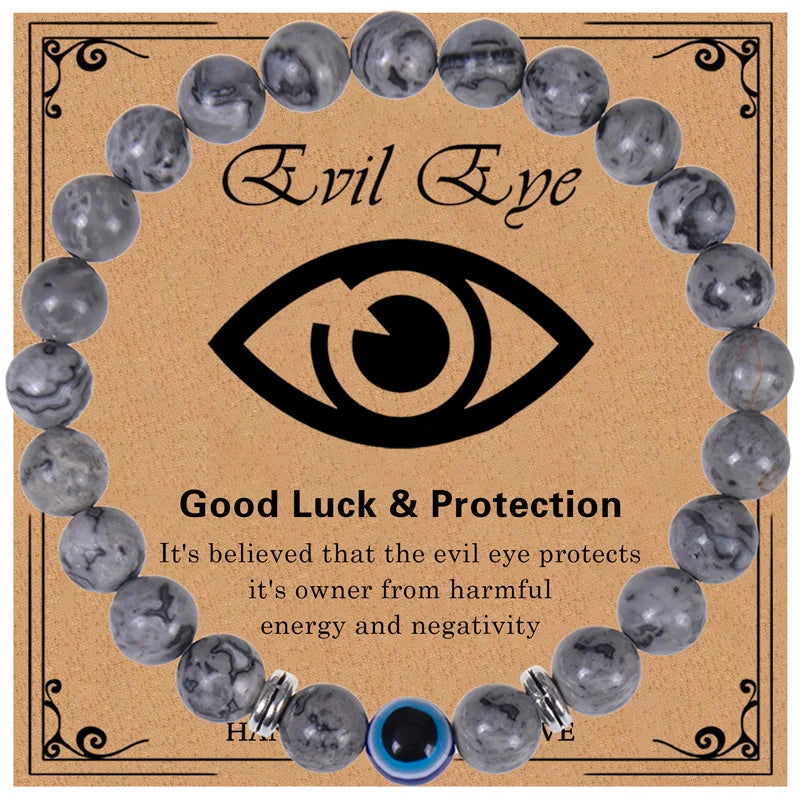 Evil Eye Bracelet for Men 8mm Tigers Eye Stone Bracelet Protection Bracelet Natural Stone Bracelet Bring Luck  Jewelry Gifts