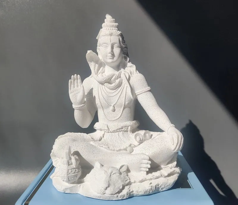Vilead 13cm Sandstone Shiva Statue Yoga Figurine Ornament Zen Meditation Buddha Decor India Religion Feng Shui Craft Home Living