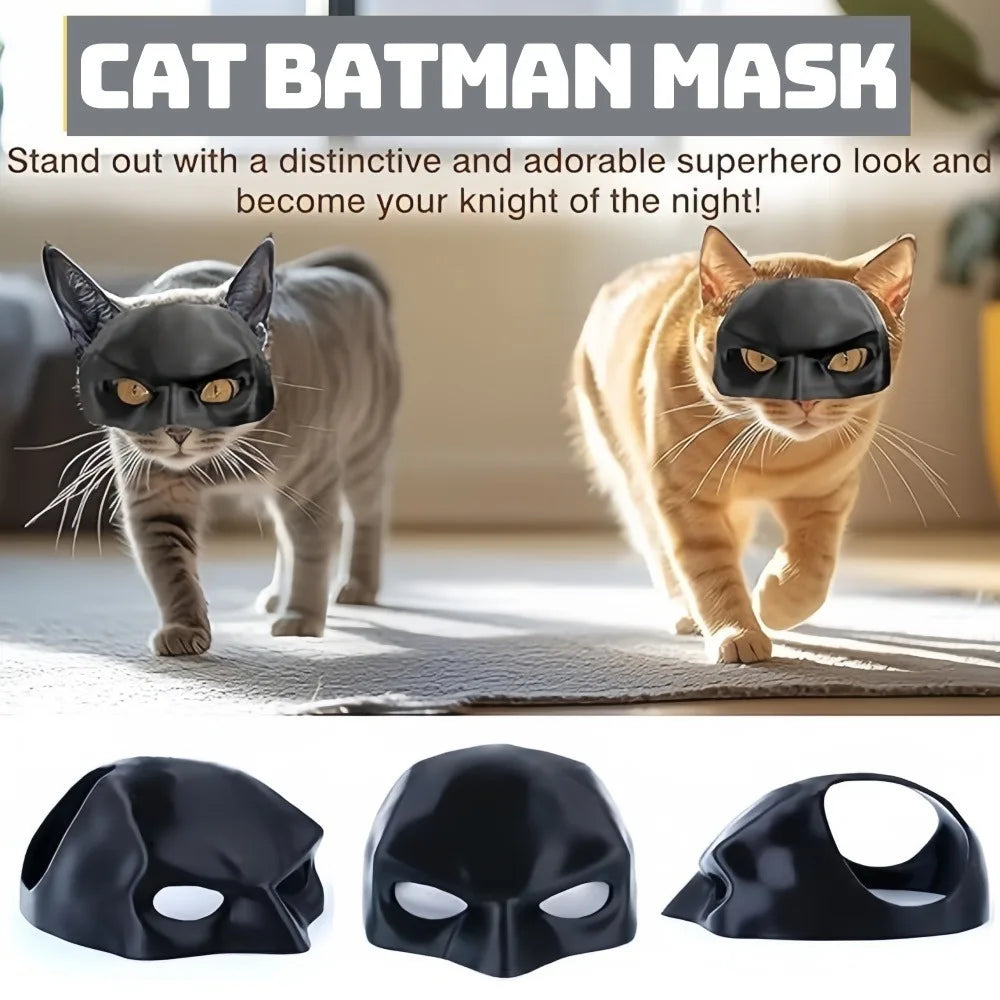 Bat Cat Avenger Mask Black Cute Superhero Bat Cat Halloween Cosplay Mask Pet Halloween Dress Up Costume Cats Pet Supplies XS-L