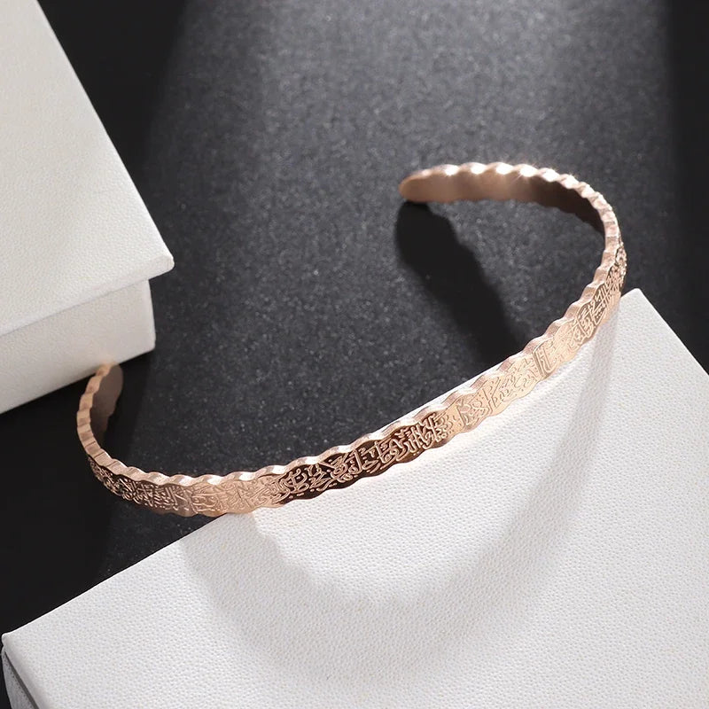 Stainless Steel Hindu Lotus Mandala Open Bracelet Women Fashion Cuff Bangle Casual Sports Yoga Jewelry