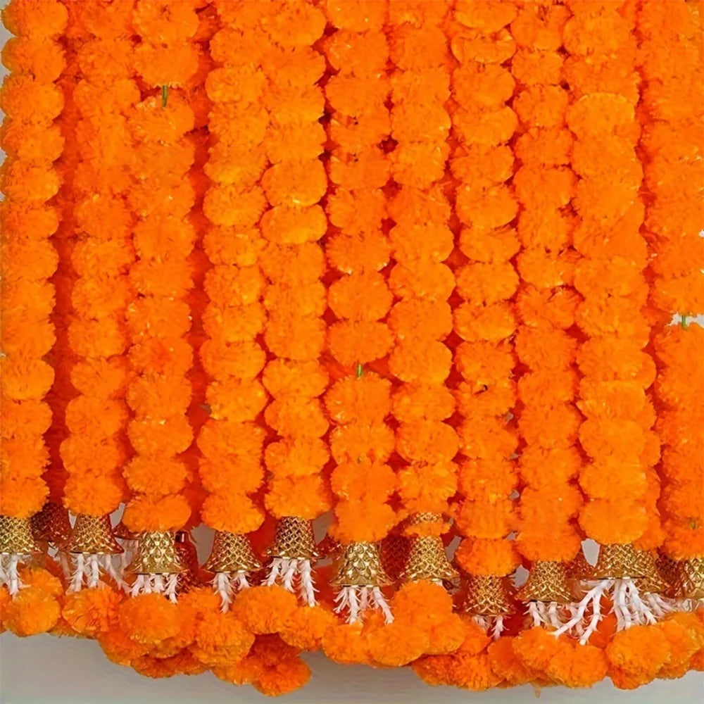 Long Strands Artificial Marigold Garland Pooja Diwali Fiesta Indian Décor Marigold Flower Garlands Pooja Wedding Events Decor