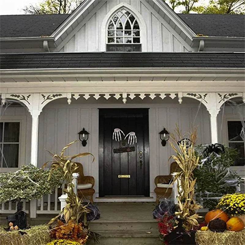 1-6Pair Halloween Skeleton Hand Scary Realistic Hand Bone Skull Decors Party Haunted House Halloween Terror Decoration Props