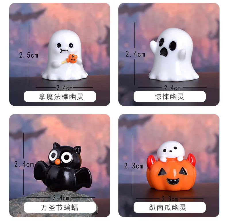Halloween Micro Landscape Miniature Figurines Resin Craft Mini Fairy Garden Ornaments Cute Pumpkin Ghost Home Decor