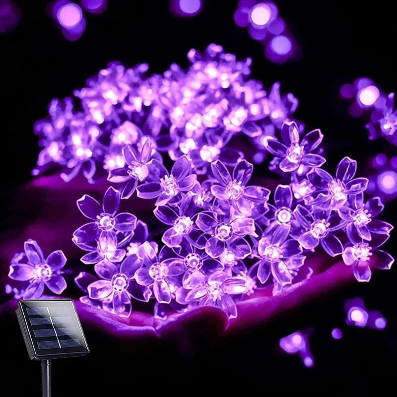 Outdoor Garden Solar Flower Light, Waterproof Solar String Lights, Fairy Simulation Floral Garlands, Christmas Decoration Lamp.