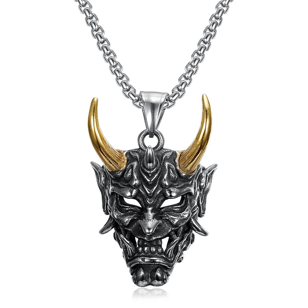 Gothic Hip Hop Skull Pendant Necklaces For Men Stainless Steel Punk Fashion Skeleton Necklace Halloween Jewelry Gifts Wholesale