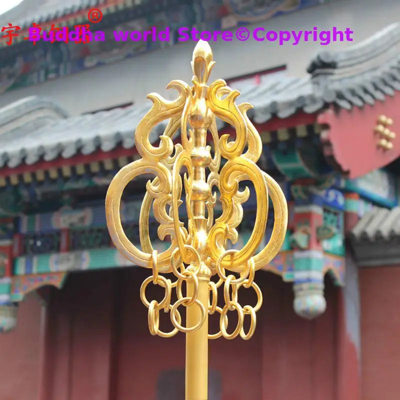 2 Meter large # Asia Buddhism Temple Buddhist abbot Master brass Buddhist monk's stick CHAN ZHANG Weapon Exorcism Magic wand